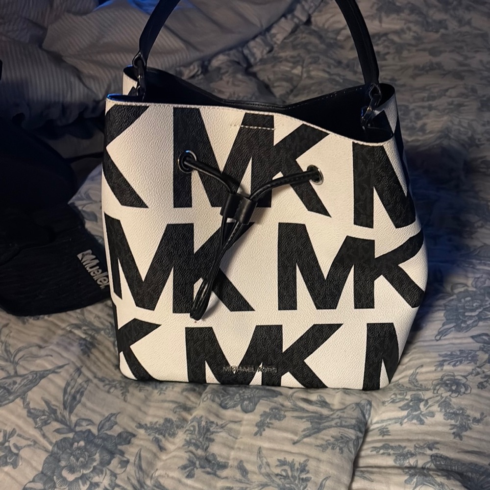 Michael Kors Monogram Black and White Shoulder Bag